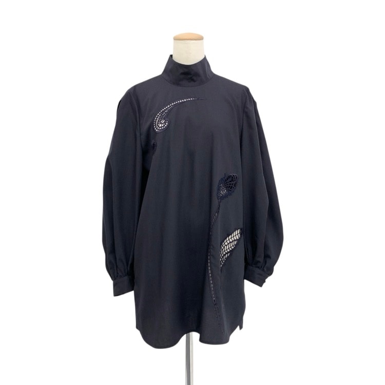Mame Kurogouchi Floral Embroidery High Neck Blouse