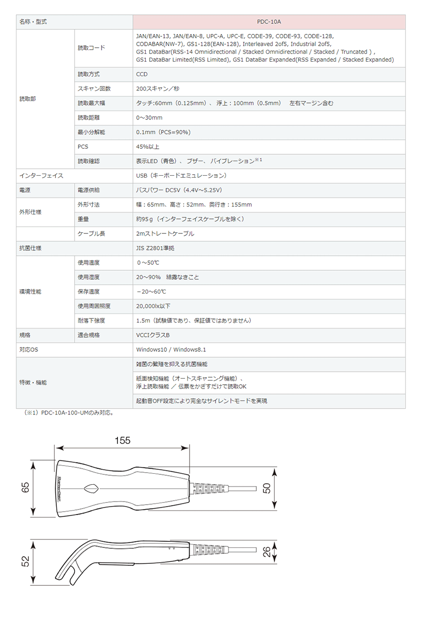 PDC-10A-100-UM｜タッチ式スキャナー｜システムギアダイレクト