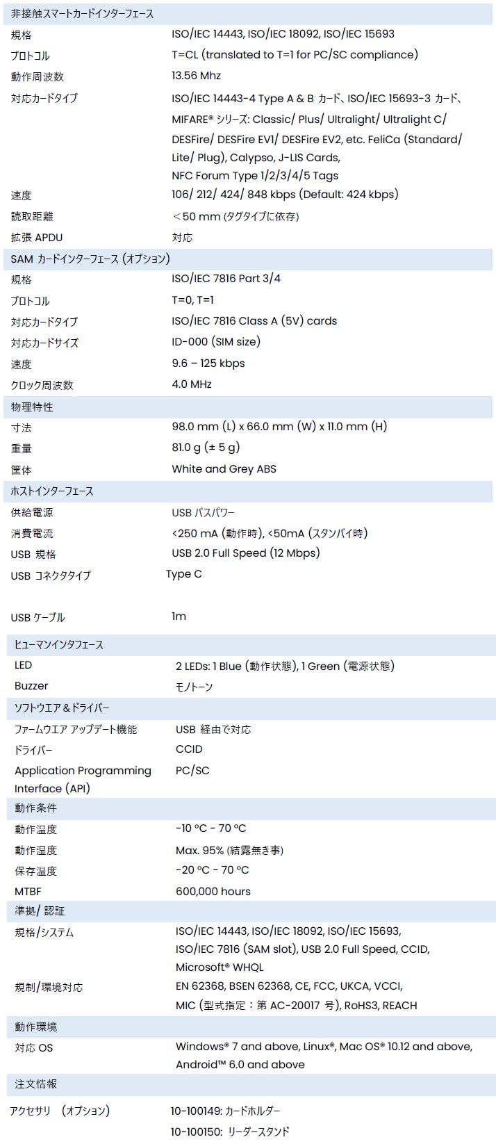 CIR315C 非接触式 IC カードリーダー