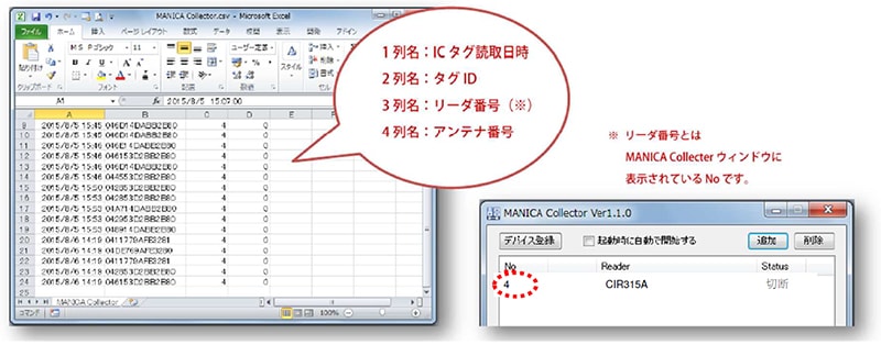 日時と合わせてCSV出力