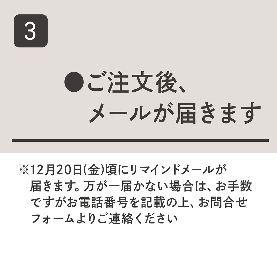 ご注文後、メールが届きます