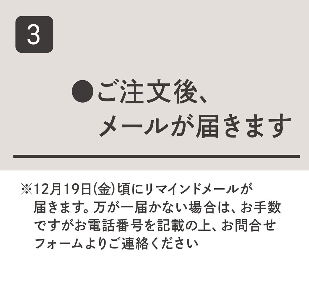 ご注文後、メールが届きます