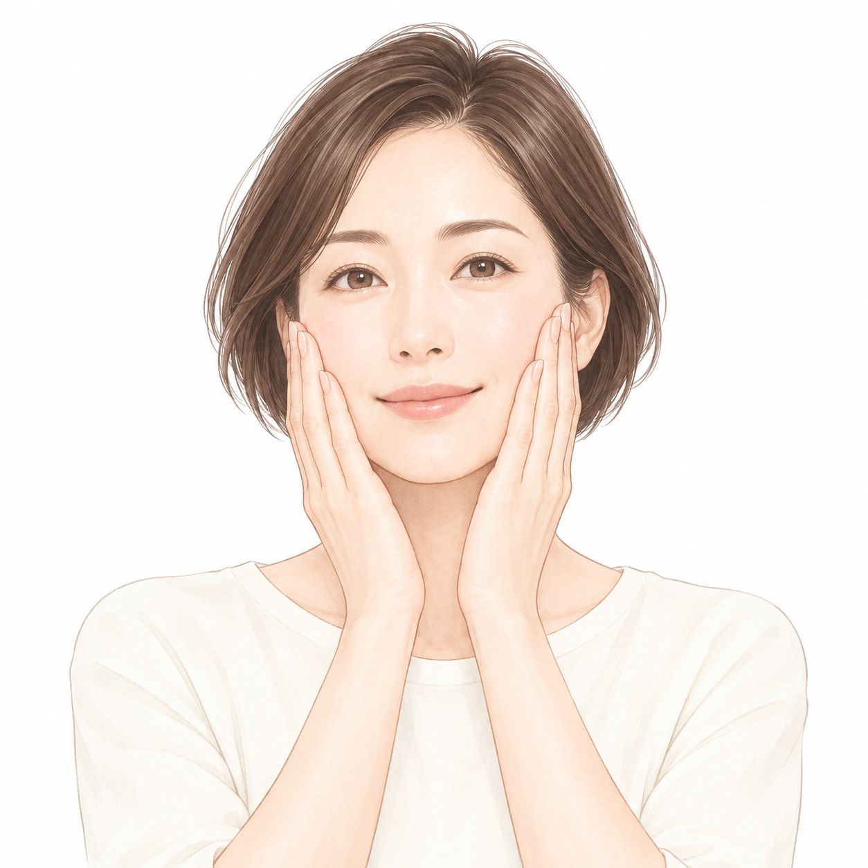 化粧水で肌を整えるイラスト