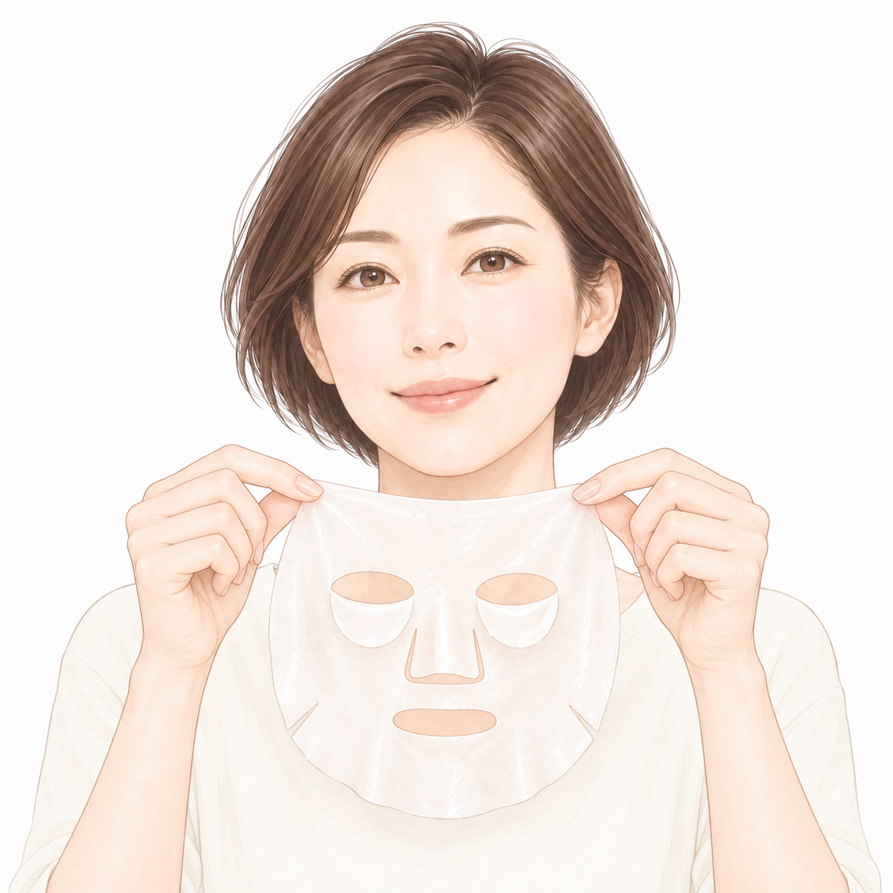 目元の蓋が付いたシートをそっと広げるイラスト