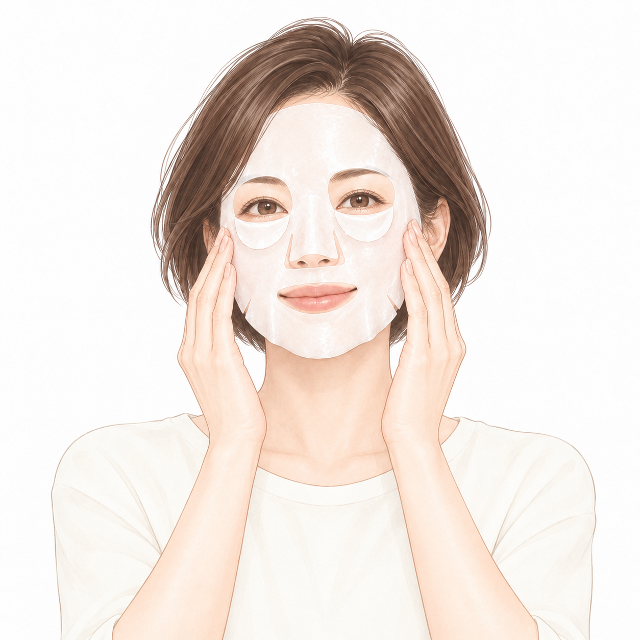 目元の蓋を折り返してシートを顔に密着させるイラスト