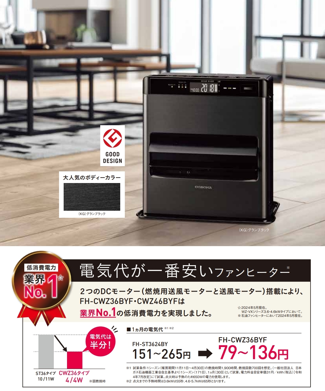 CORONA 石油ファンヒーター FH-CWZ36BYF-KG CORONA（住宅設備） 石油ファンヒーター WZシリーズ フラッグシップ