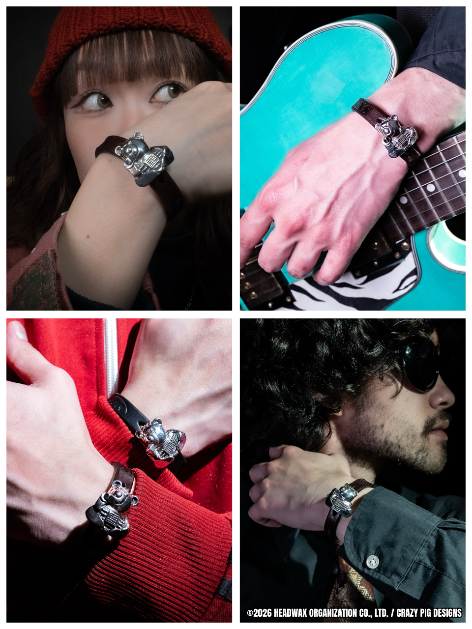 ビレットグリル PSYCHO TEDDY BEAR LEATHER BRACELET | クレイジーピッグ公式
