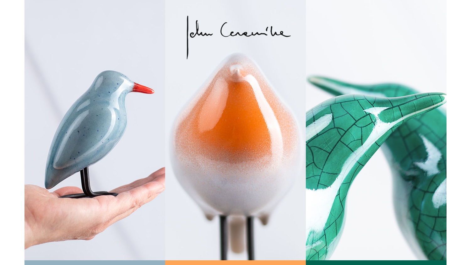 ハンドメイドの陶器の鳥のオブジェ Jehn Ceramics