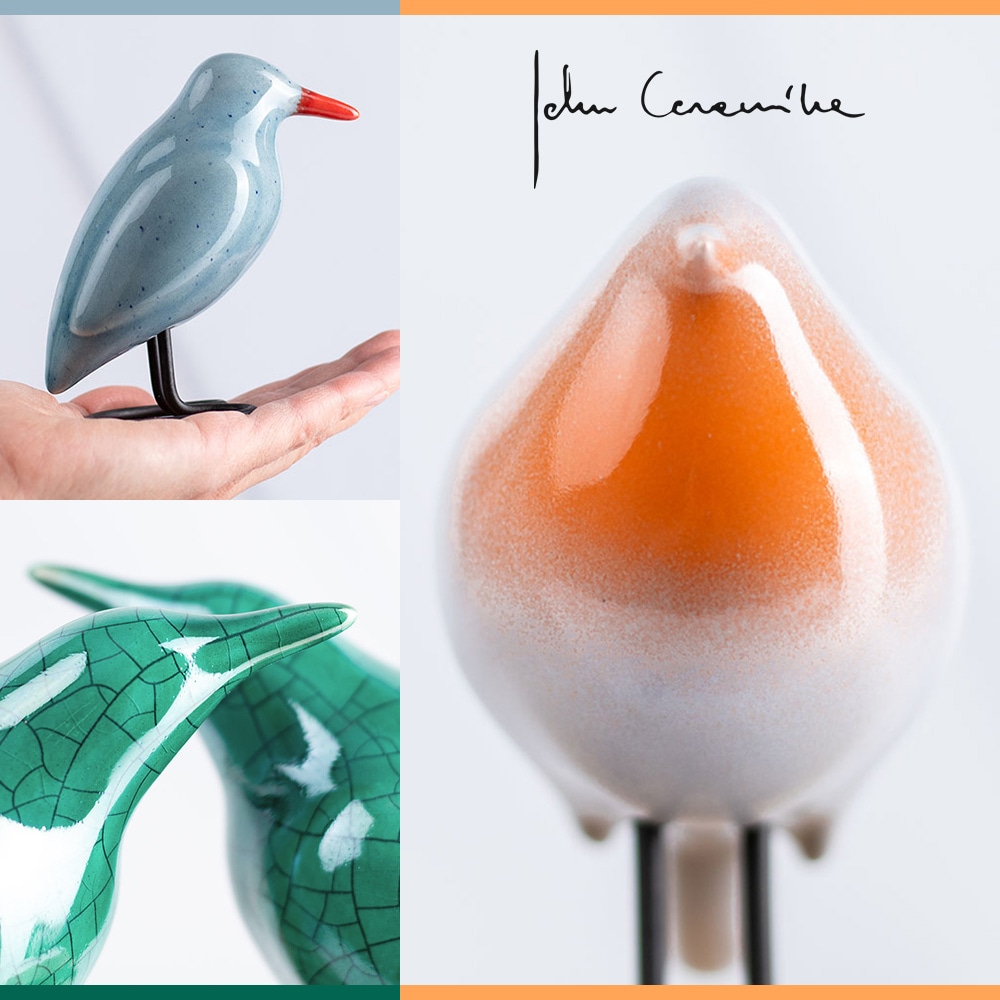 ハンドメイドの陶器の鳥のオブジェ Jehn Ceramics