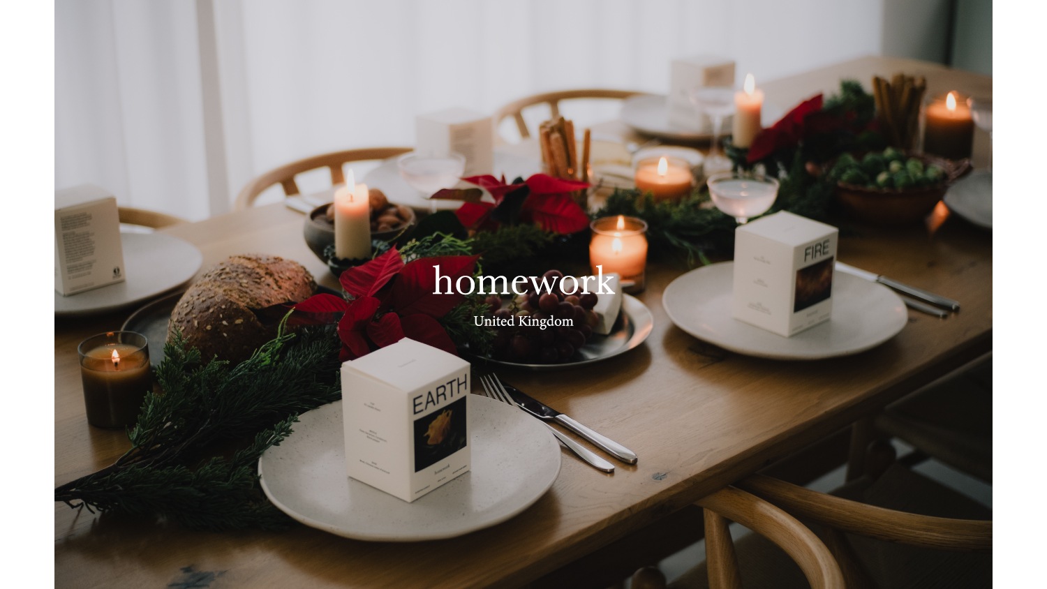 自然のリズムに還る、5つのエレメントの香りのhomeworkのキャンドル