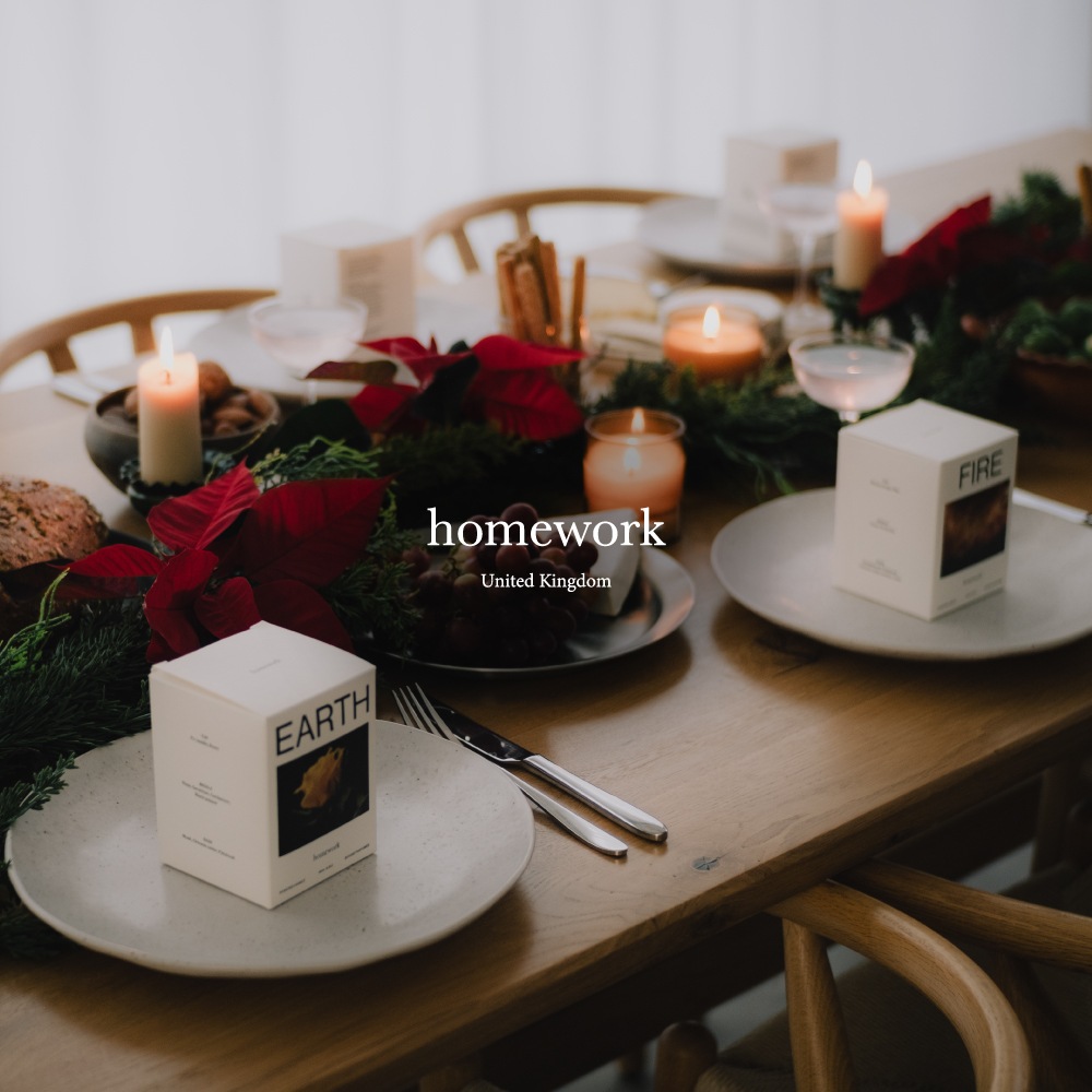 自然のリズムに還る、5つのエレメントの香りのhomeworkのキャンドル