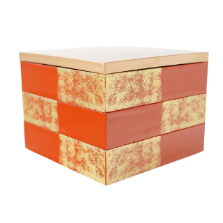 正角玉手箱 柿朱金タタキ市松 三段重 FOURGRACEオリジナル