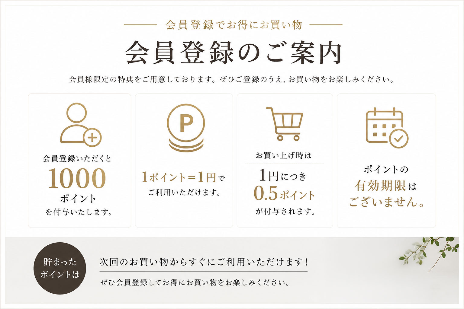 会員登録で1000ポイントを付与