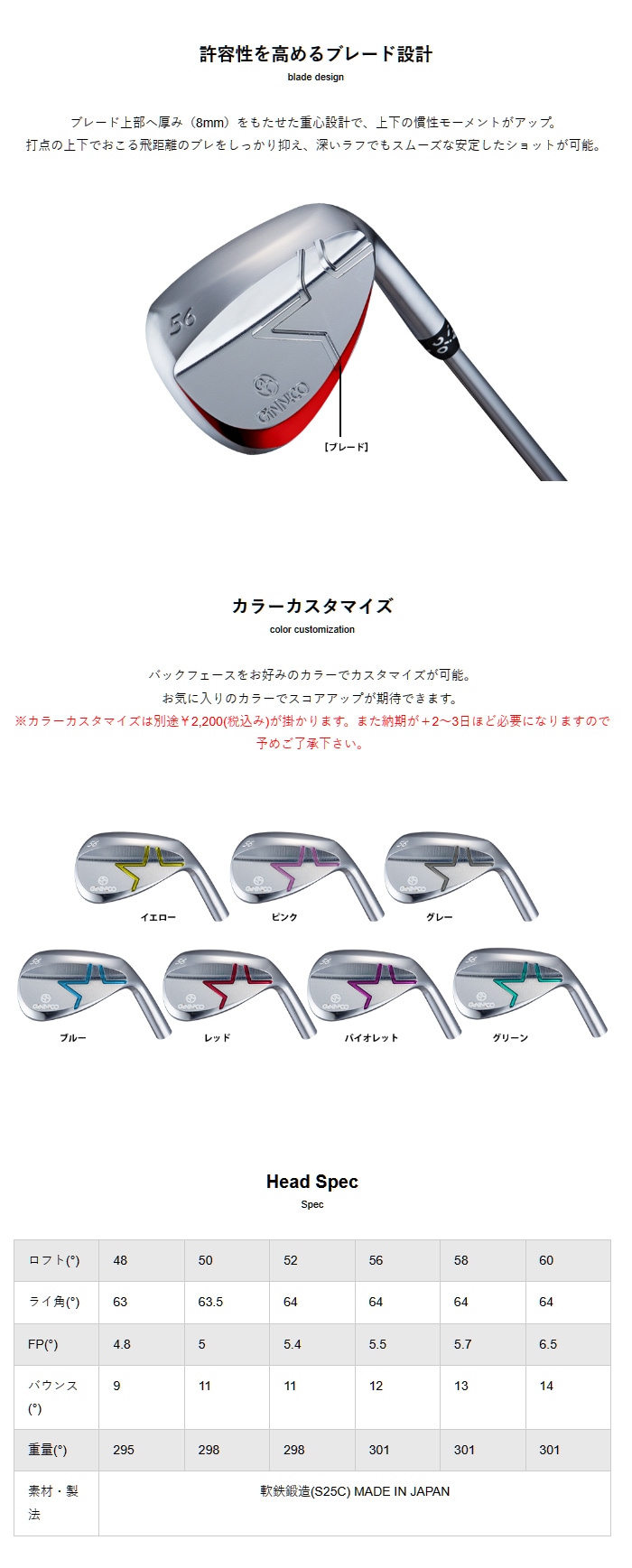 地クラブ系ヘッド イオンスポーツ<br>EONSPORTS GINNICO WEDGE