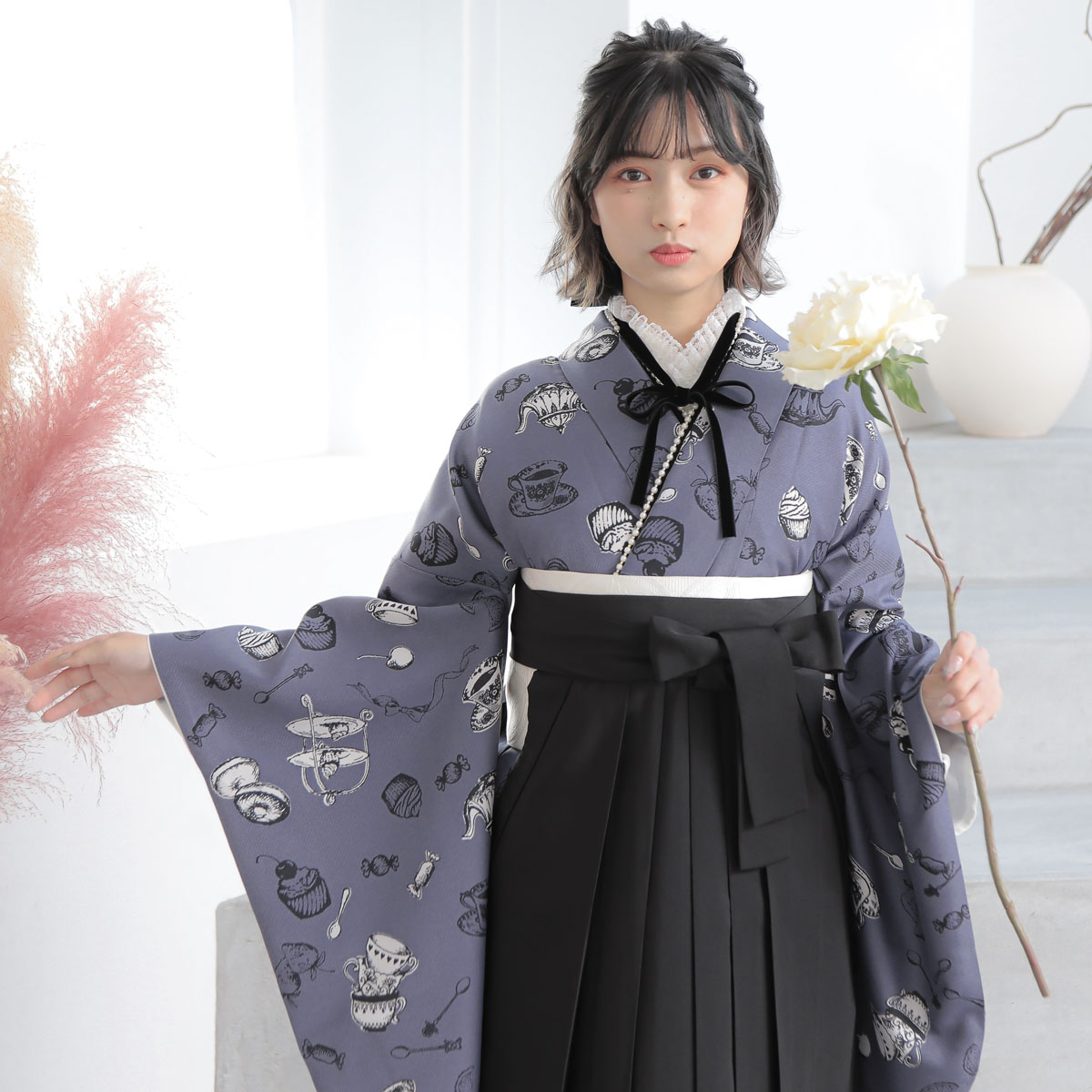 G993 ブルーグレー　アフタヌーンティー 大学生袴