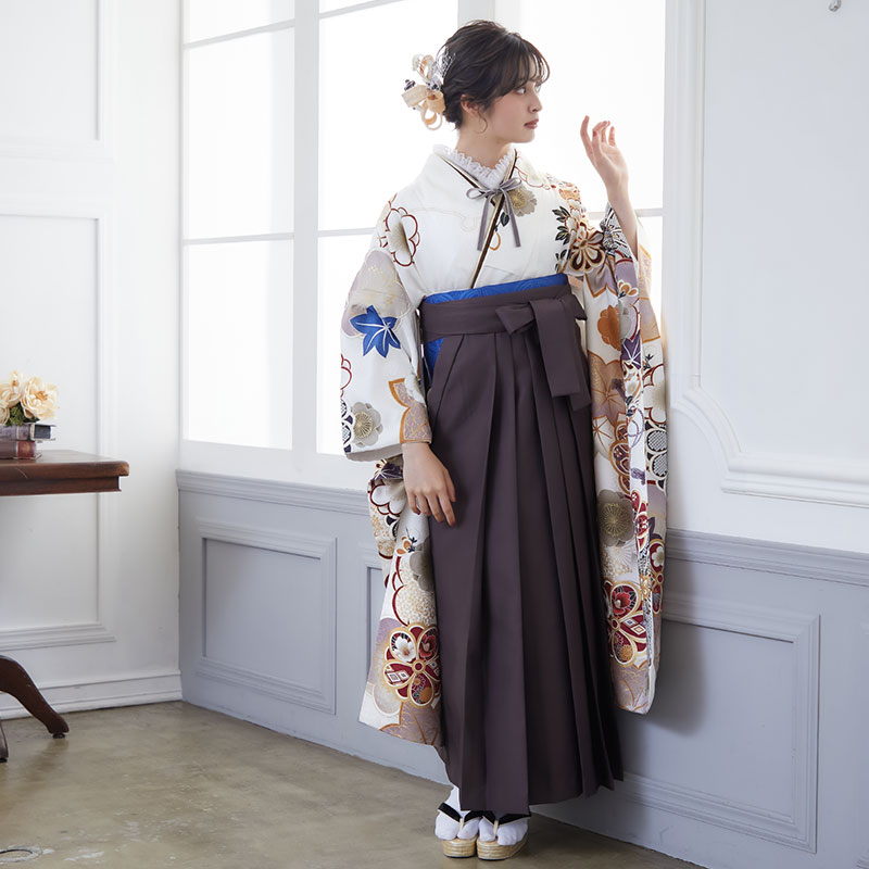 R2008【友禅】白 牡丹梅 振袖袴