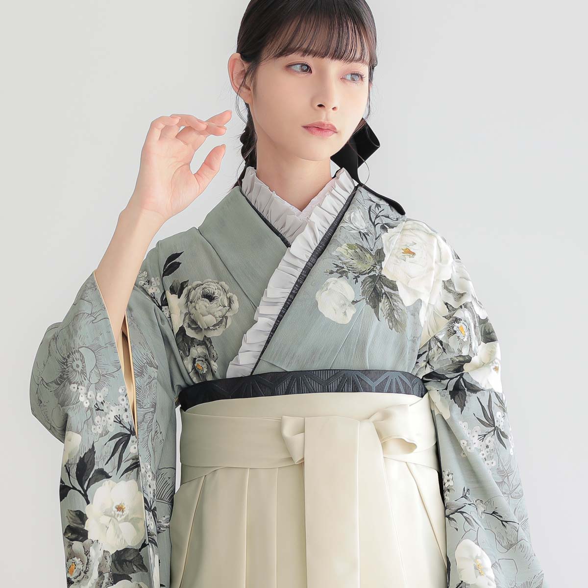 振袖袴 JILL STUART グレー×黒 ヴィンテージローズ