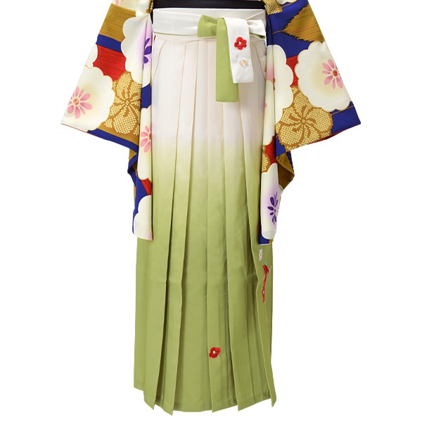 鉄紺 牡丹に水仙 絹 レンタル 振袖袴 R1908 | 配送表示用 レンタル商品