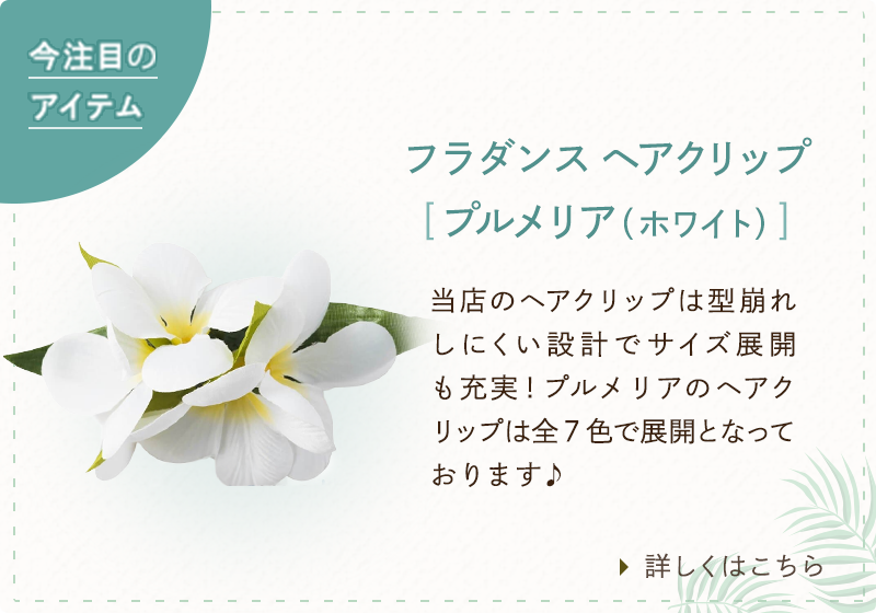 プルメリア フラ ヘアクリップ ホワイト Mサイズ フラ 髪飾り