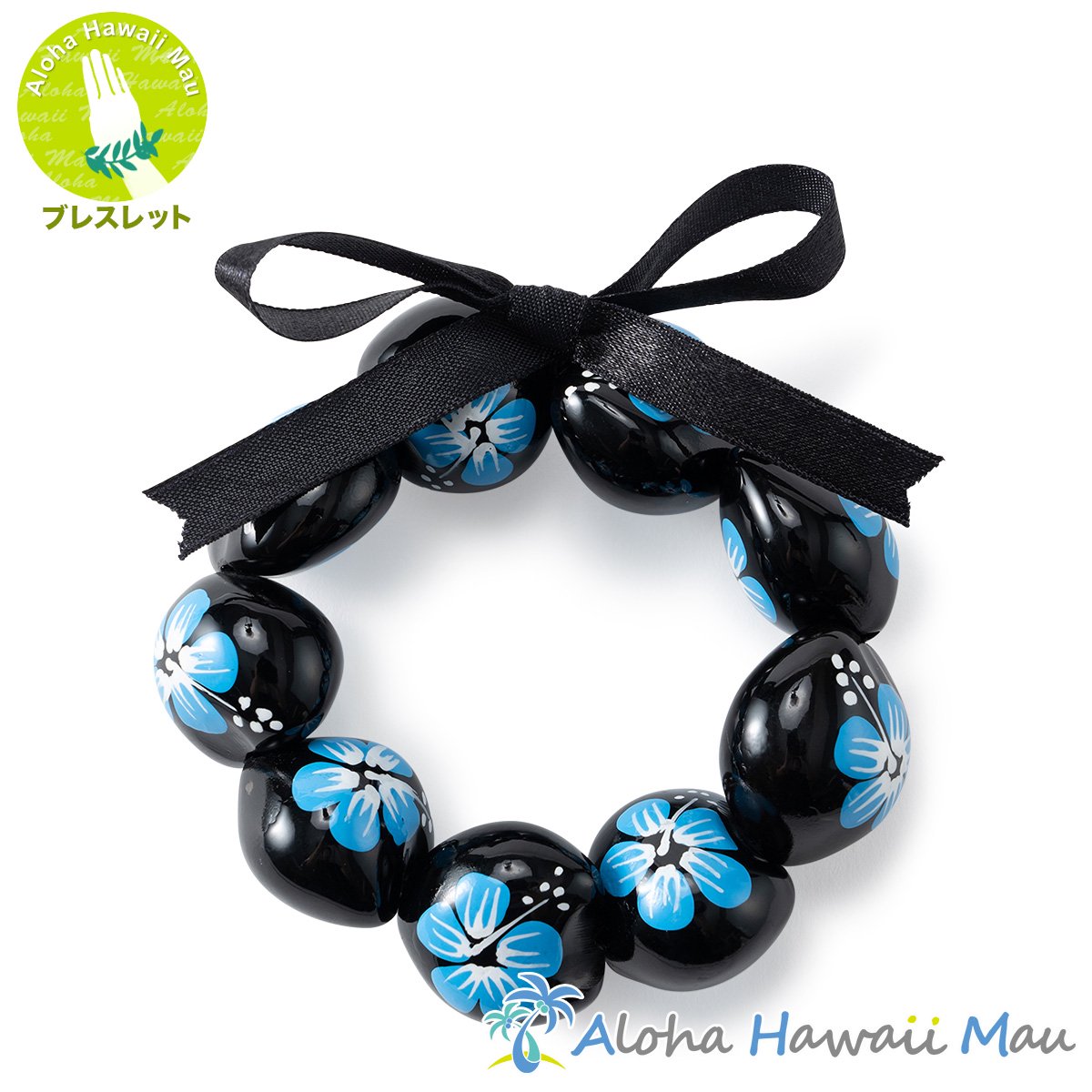 ククイ ブレスレット ハイビスカス ペイント オレンジ