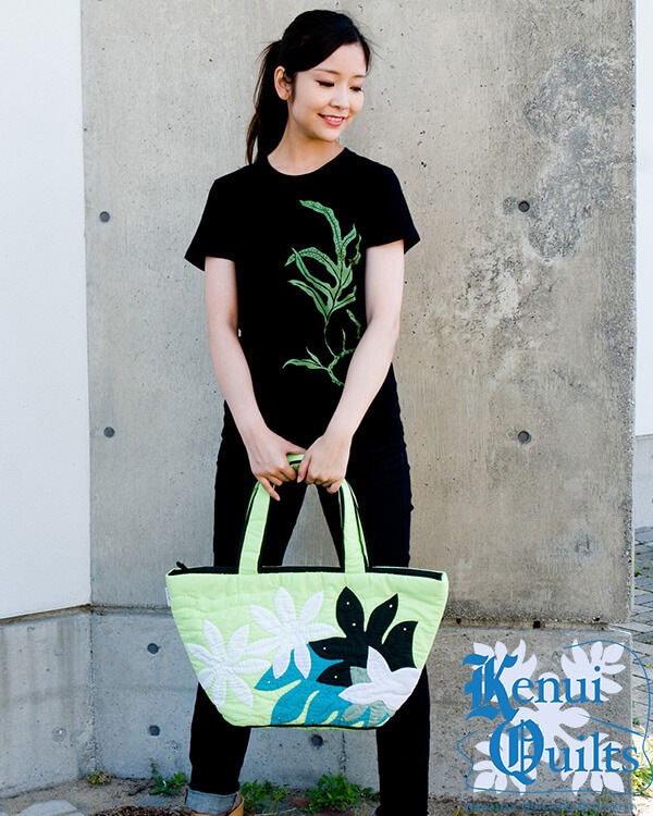 Kenui Quilts ハワイアンキルト トートバッグ ティアレ グリーン 
