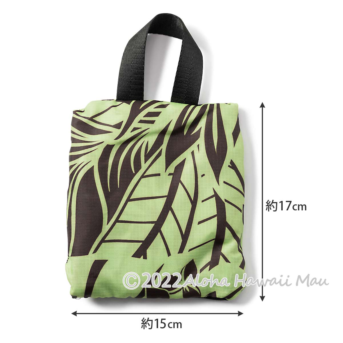 ハワイアンエコバッグ 折りたたみトロピカル 巾着バッグ グリーン