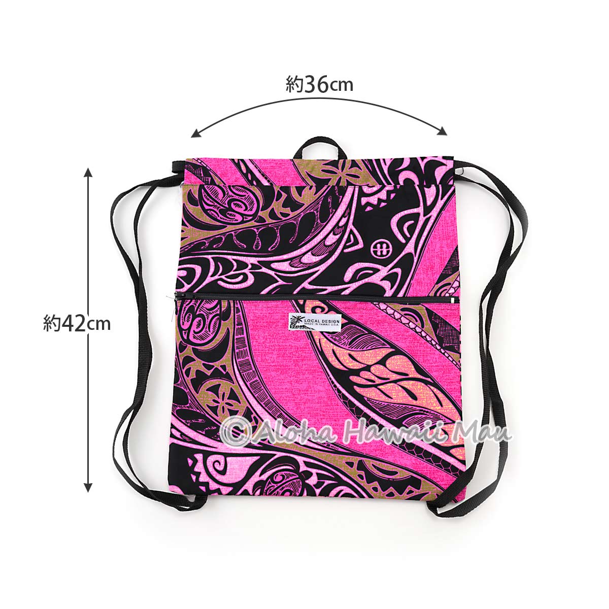 ハワイアン 巾着バッグパック ハワイアンリュック ポリネシアン柄