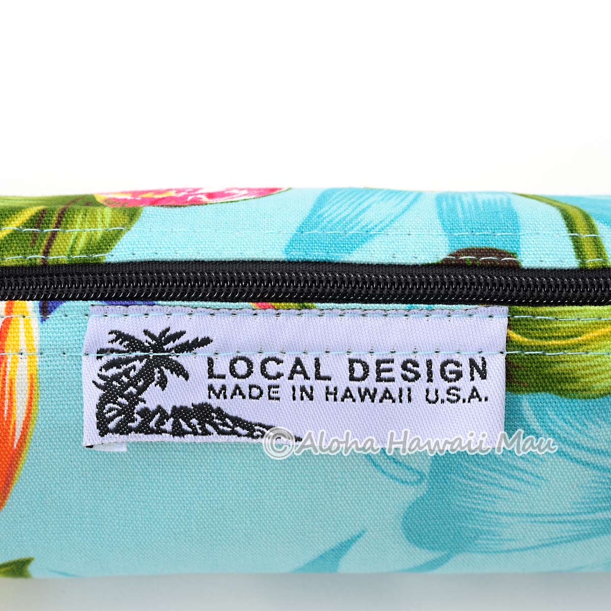 ハワイアン ペンケース トロピカルフラワー柄 アクアブルー LOCAL