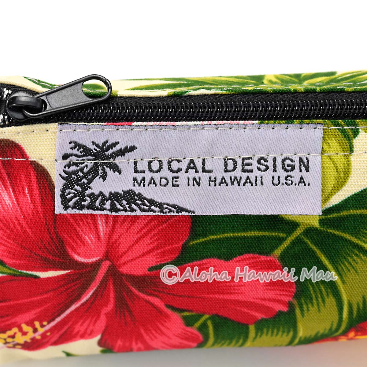 ハワイアン ペンケース パイナップル＆ハイビスカス柄 クリーム LOCAL
