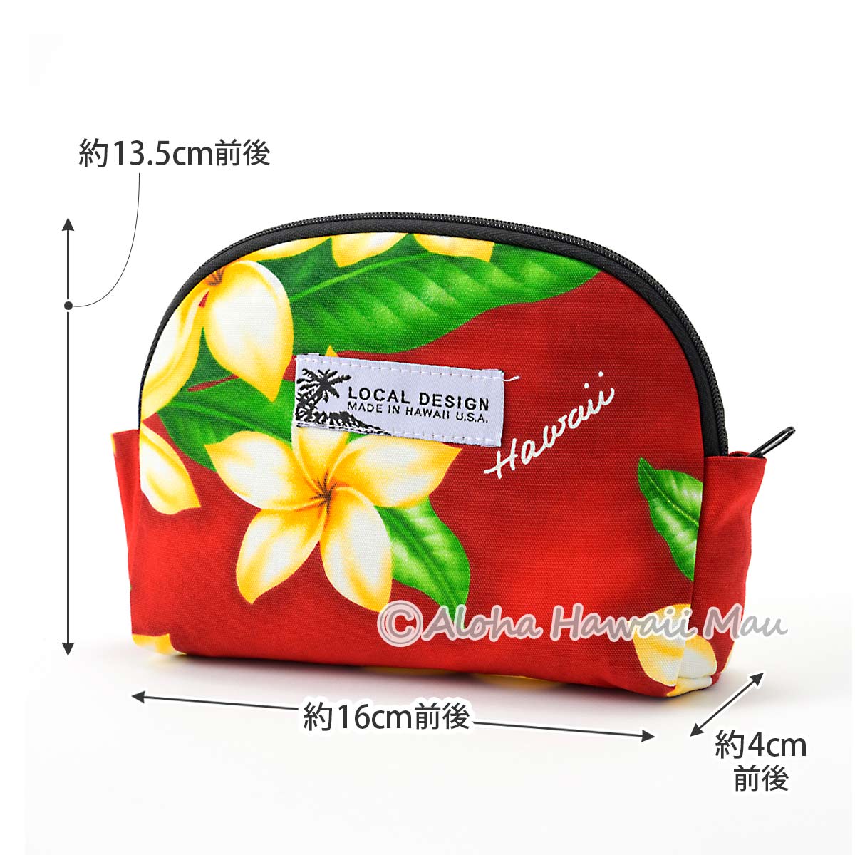 ハワイアンポーチ プルメリア柄 レッド Local Design ローカルデザイン