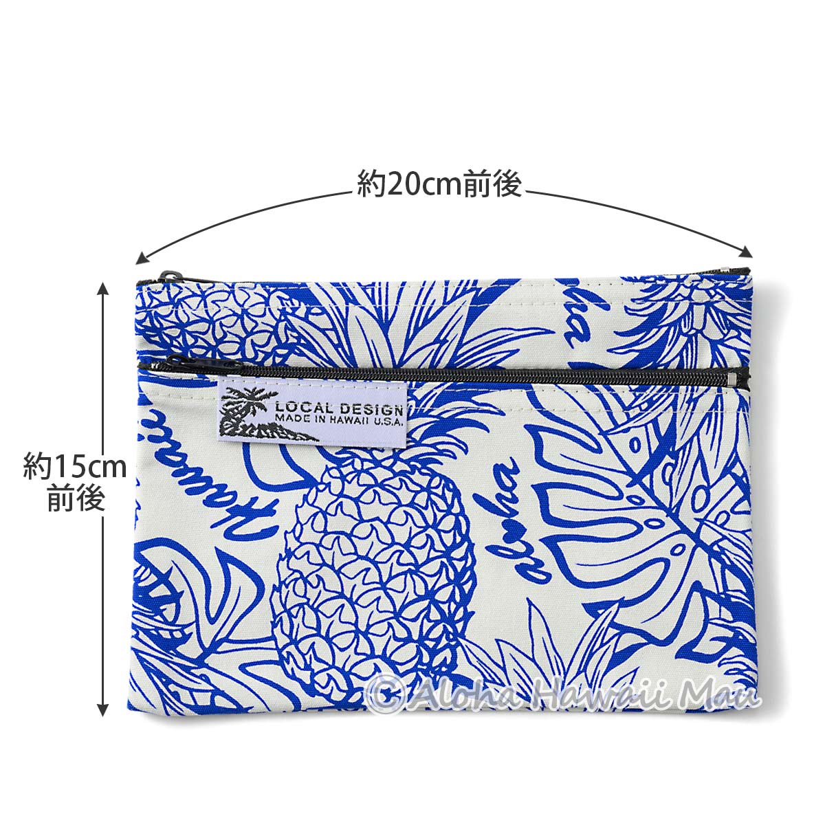 ハワイアンポーチ パイナップル柄 ブルー LOCAL DESIGN ローカル