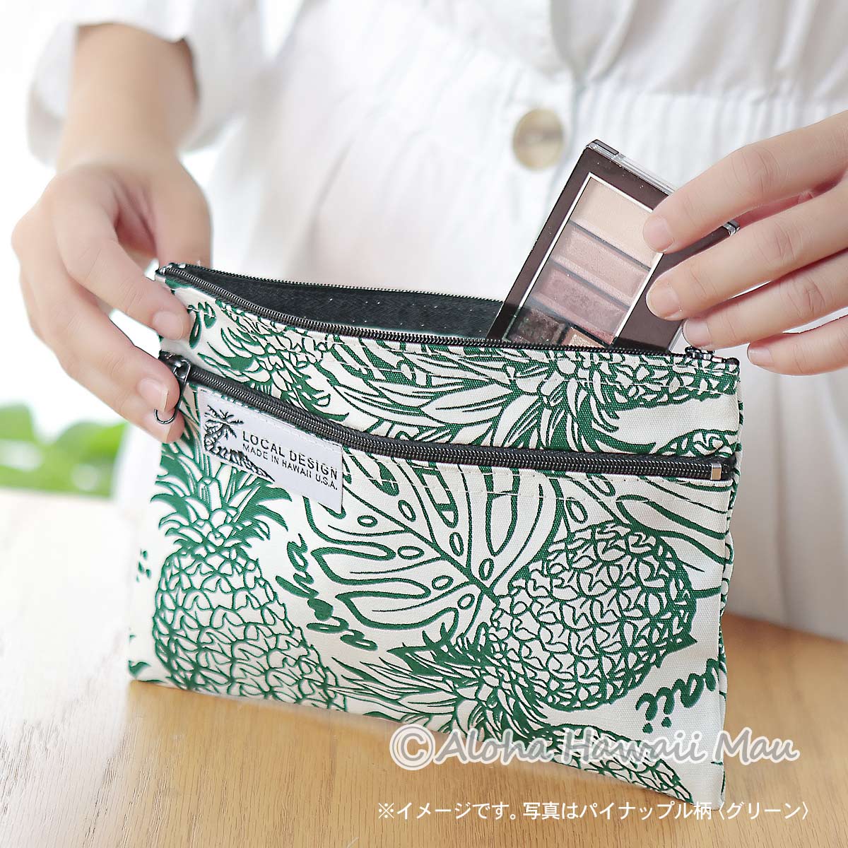 新品★ALOHA COLLECTION ★パイナップル柄ポーチ2セット ハワイアンポーチ パイナップル柄 ブルー LOCAL DESIGN ローカル