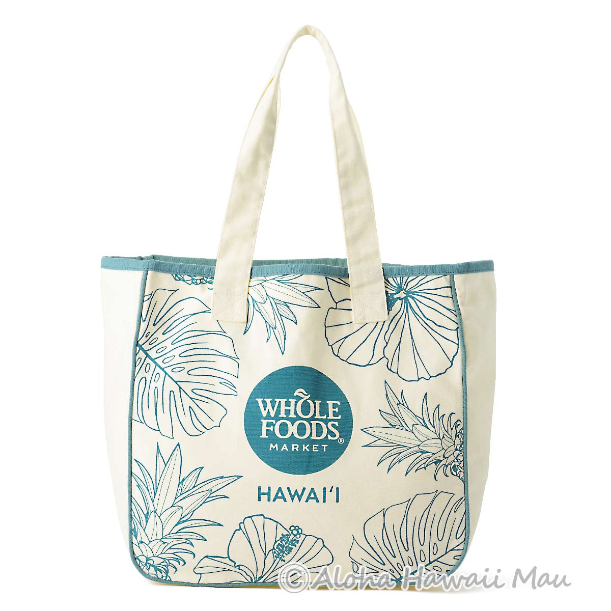 ハワイ限定〉ホールフーズマーケットトートバッグ モンステラ柄 エコ
