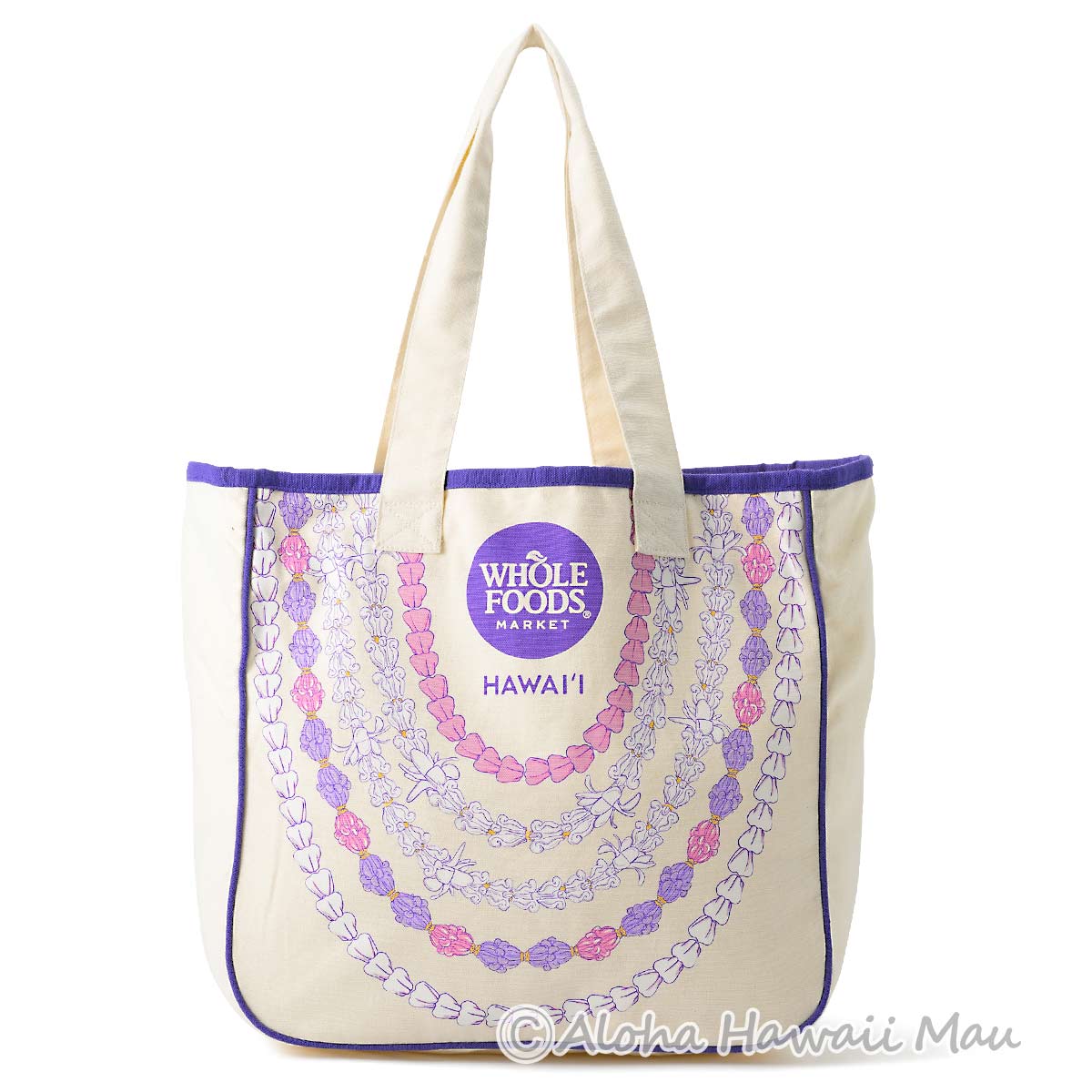 ハワイ限定〉ホールフーズマーケットトートバッグ レイ柄 エコバッグ
