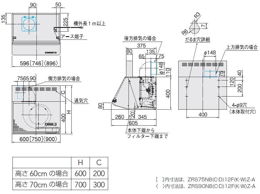 フィルターははつ油加工クリナップ ZRS90NBC20FKZ-E 間口90cm 深型