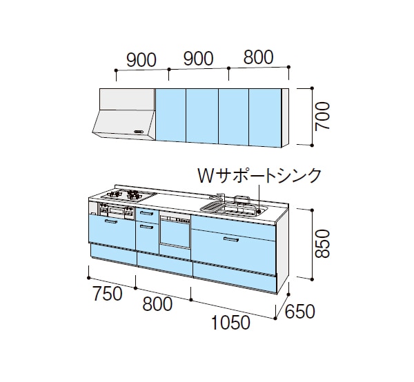 株)LIXIL LIXIL システムキッチン アレスタ(ALESTA) 壁付Ｉ型間口2600 基本プラン【食洗機付】 の購入詳細ぺージです|  輸入建材から建築資材販売の