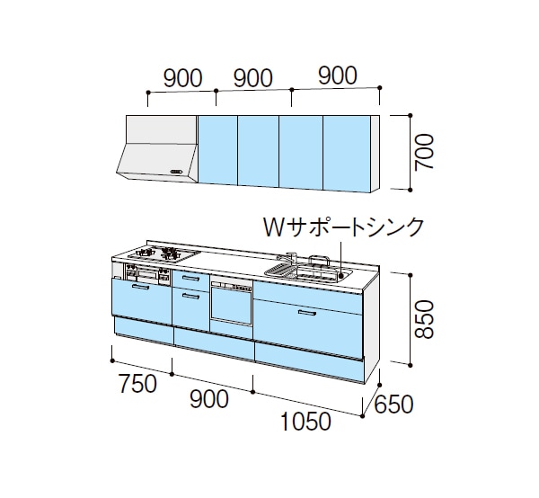 株)LIXIL LIXIL システムキッチン アレスタ(ALESTA) 壁付Ｉ型間口2700 基本プラン【食洗機付】 の購入詳細ぺージです|  輸入建材から建築資材販売の