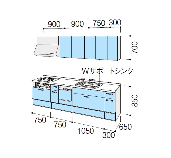 株)LIXIL LIXIL システムキッチン アレスタ(ALESTA) 壁付Ｉ型間口2850 基本プラン【食洗機付】 の購入詳細ぺージです|  輸入建材から建築資材販売の