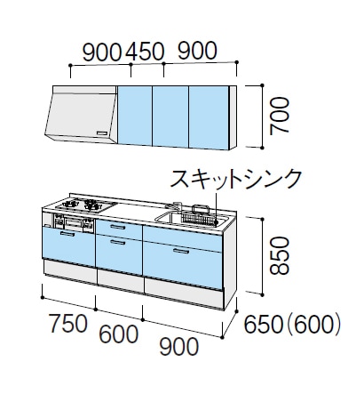 (株)LIXIL LIXIL システムキッチン シエラ(Shiera) 壁付I型間口2250 ...