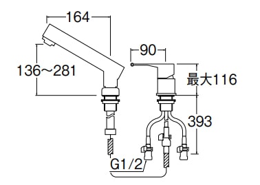 SANEI(株) SANEI column 洗面所用 シングルスプレー混合栓（洗髪用