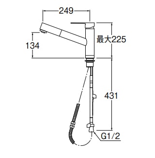 SANEI(株) SANEI column キッチン用 シングルワンホールスプレー混合栓