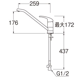 SANEI(株) SANEI キッチン用 シングルワンホール混合栓 K87110TJV-13