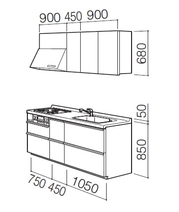 Toto 株 Toto システムキッチン ミッテ Mitte 壁付i型 間口2250 引出しプラン 食器洗い乾燥機あり の購入詳細ぺージです 輸入建材から建築資材販売の Interrajapan インテラジャパン