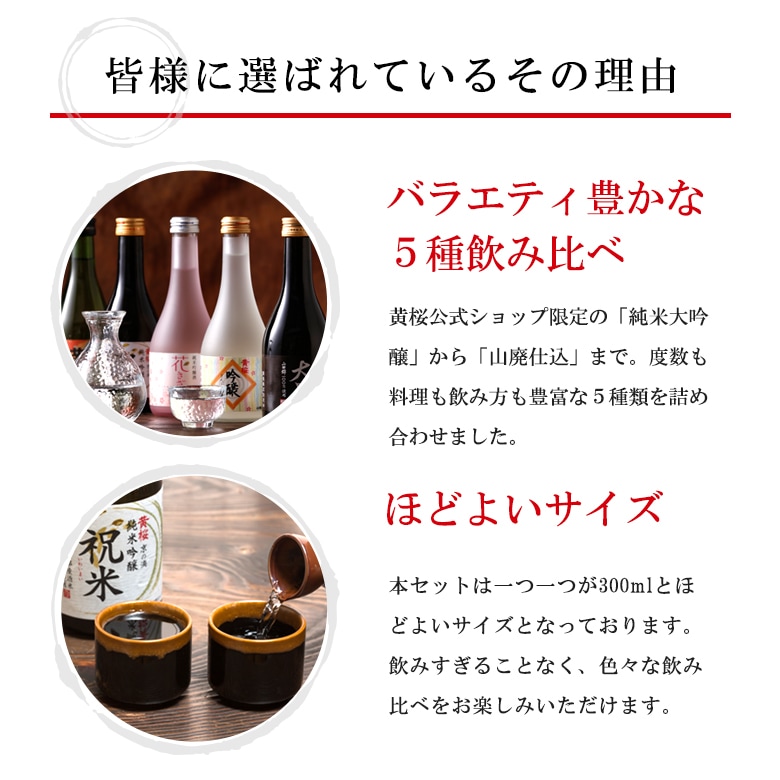 黄桜 まごころセット 日本酒 飲み比べセット （300ml×5本） 【商品番号
