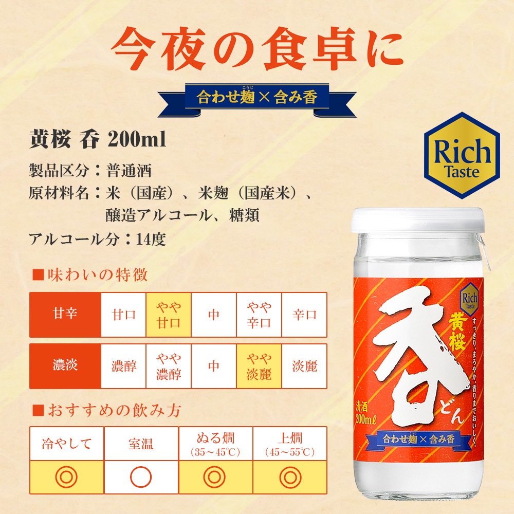 黄桜 呑 カップ （200ml×30本） 【商品番号：7828】 | 日本酒