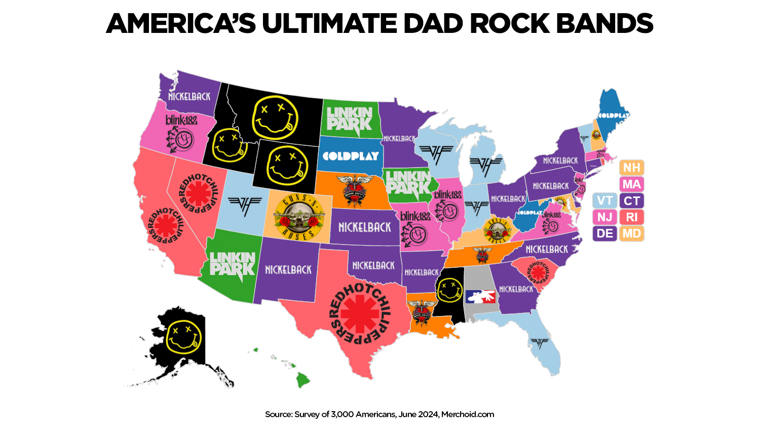 DAD ROCK BANDS MAP