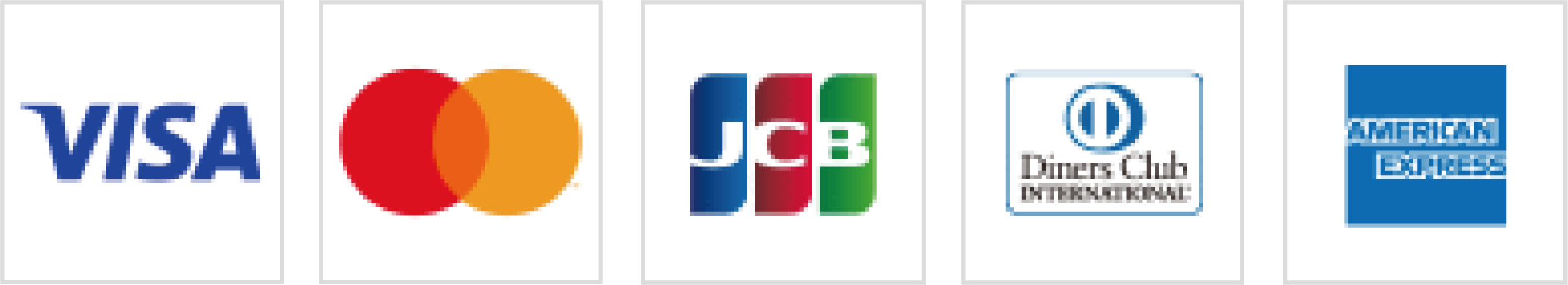 JCB / VISA / mastercard / DINERS / AMEX のロゴ画像