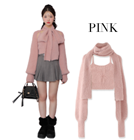 Scarf like shaggy knit tops PINK