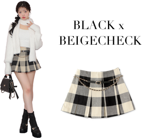 Check box pleats mini skirt