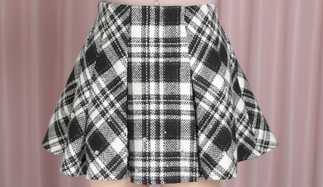 Bijou check flare mini skirt